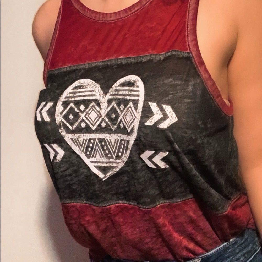 Burgundy Heart Graphic Tanktop